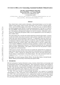 Synthetic4Health: Generating Annotated Synthetic Clinical Letters