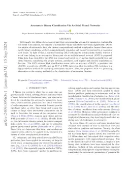 Astrometric Binary Classification Via Artificial Neural Networks