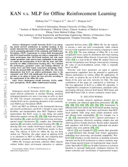 KAN v.s. MLP for Offline Reinforcement Learning