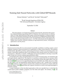 Training Safe Neural Networks with Global SDP Bounds