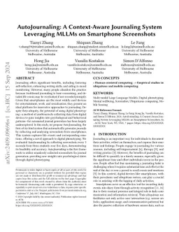 AutoJournaling: A Context-Aware Journaling System Leveraging MLLMs on
  Smartphone Screenshots