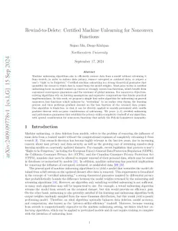 Rewind-to-Delete: Certified Machine Unlearning for Nonconvex Functions