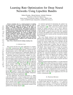 Learning Rate Optimization for Deep Neural Networks Using Lipschitz
  Bandits