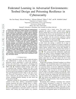 Federated Learning in Adversarial Environments: Testbed Design and Poisoning Resilience in Cybersecurity