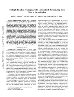 Multiple Rotation Averaging with Constrained Reweighting Deep Matrix
  Factorization