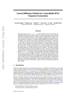 Latent Diffusion Models for Controllable RNA Sequence Generation