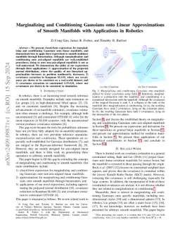 Marginalizing and Conditioning Gaussians onto Linear Approximations of Smooth Manifolds with Applications in Robotics