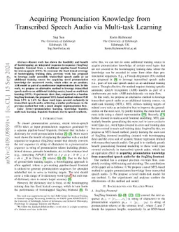 Acquiring Pronunciation Knowledge from Transcribed Speech Audio via
  Multi-task Learning