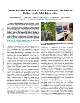 Towards Real-Time Generation of Delay-Compensated Video Feeds for Outdoor Mobile Robot Teleoperation