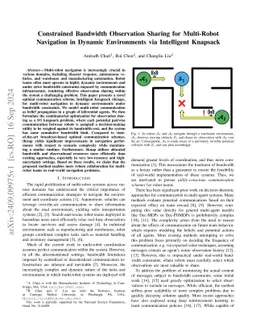 Constrained Bandwidth Observation Sharing for Multi-Robot Navigation in Dynamic Environments via Intelligent Knapsack