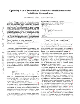 Optimality Gap of Decentralized Submodular Maximization under
  Probabilistic Communication