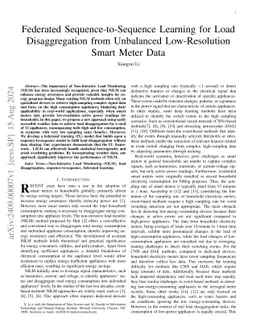 Federated Sequence-to-Sequence Learning for Load Disaggregation from
  Unbalanced Low-Resolution Smart Meter Data