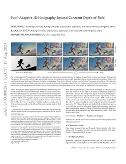 Pupil-Adaptive 3D Holography Beyond Coherent Depth-of-Field