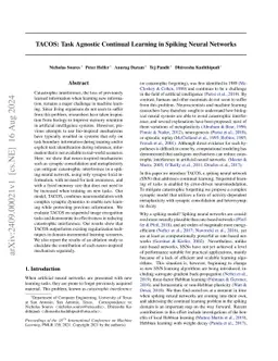 TACOS: Task Agnostic Continual Learning in Spiking Neural Networks