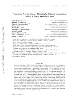 Needles in Needle Stacks: Meaningful Clinical Information Buried in
  Noisy Waveform Data