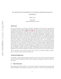 An alternative formulation of attention pooling function in translation