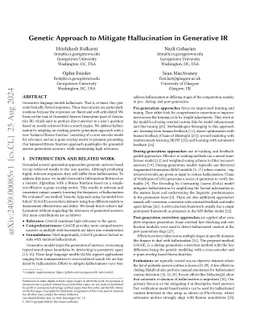 Genetic Approach to Mitigate Hallucination in Generative IR