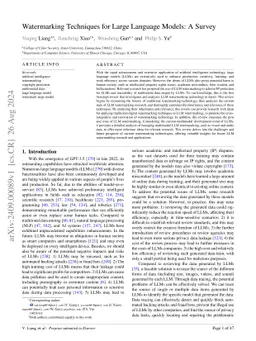 Watermarking Techniques for Large Language Models: A Survey