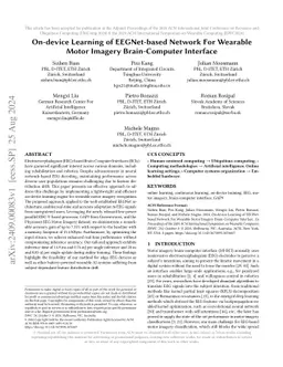 On-device Learning of EEGNet-based Network For Wearable Motor Imagery
  Brain-Computer Interface