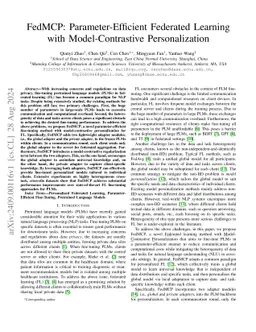 FedMCP: Parameter-Efficient Federated Learning with Model-Contrastive
  Personalization