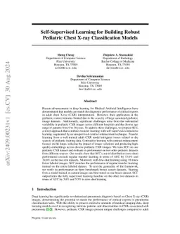 Self-Supervised Learning for Building Robust Pediatric Chest X-ray
  Classification Models