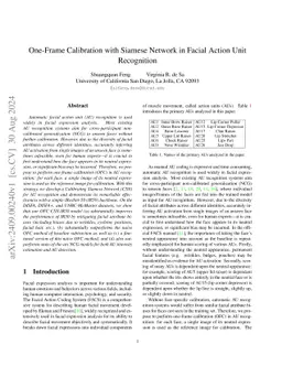 One-Frame Calibration with Siamese Network in Facial Action Unit
  Recognition