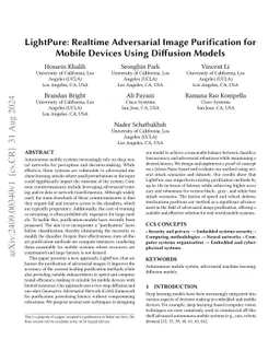 LightPure: Realtime Adversarial Image Purification for Mobile Devices
  Using Diffusion Models