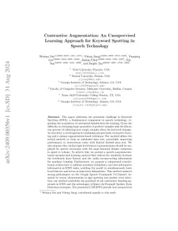 Contrastive Augmentation: An Unsupervised Learning Approach for Keyword
  Spotting in Speech Technology