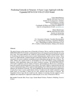 Predicting Femicide in Veracruz: A Fuzzy Logic Approach with the
  Expanded MFM-FEM-VER-CP-2024 Model