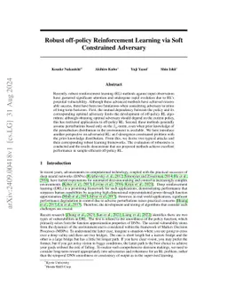 Robust off-policy Reinforcement Learning via Soft Constrained Adversary