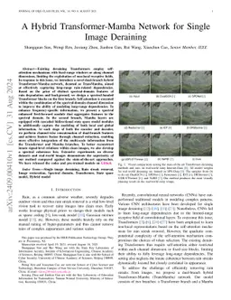 A Hybrid Transformer-Mamba Network for Single Image Deraining