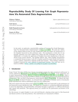 Reproducibility Study Of Learning Fair Graph Representations Via
  Automated Data Augmentations