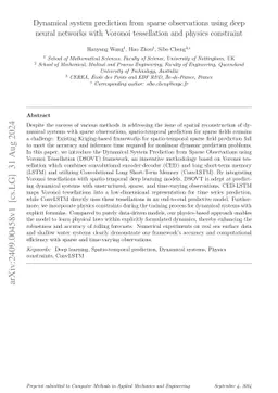 Dynamical system prediction from sparse observations using deep neural
  networks with Voronoi tessellation and physics constraint