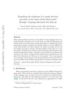Examining the robustness of a model selection procedure in the binary
  latent block model through a language placement test data set