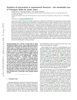Statistics of punctuation in experimental literature -- the remarkable
  case of "Finnegans Wake" by James Joyce