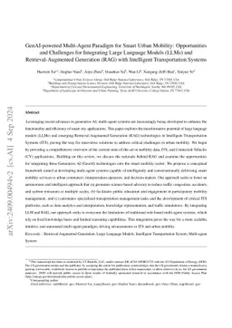 GenAI-powered Multi-Agent Paradigm for Smart Urban Mobility:
  Opportunities and Challenges for Integrating Large Language Models (LLMs) and
  Retrieval-Augmented Generation (RAG) with Intelligent Transportation Systems