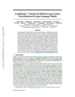 LongRecipe: Recipe for Efficient Long Context Generalization in Large
  Language Models