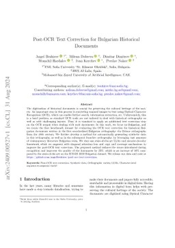 Post-OCR Text Correction for Bulgarian Historical Documents