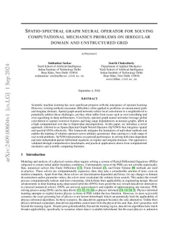Spatio-spectral graph neural operator for solving computational
  mechanics problems on irregular domain and unstructured grid