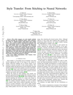 Style Transfer: From Stitching to Neural Networks
