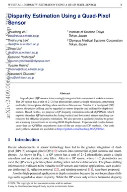 Disparity Estimation Using a Quad-Pixel Sensor
