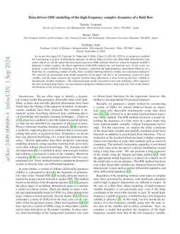 Data-driven ODE modeling of the high-frequency complex dynamics of a
  fluid flow