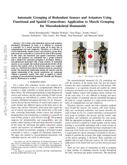 Automatic Grouping of Redundant Sensors and Actuators Using Functional
  and Spatial Connections: Application to Muscle Grouping for Musculoskeletal
  Humanoids