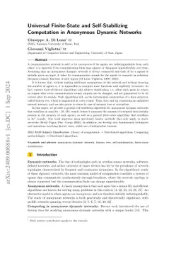 Universal Finite-State and Self-Stabilizing Computation in Anonymous
  Dynamic Networks