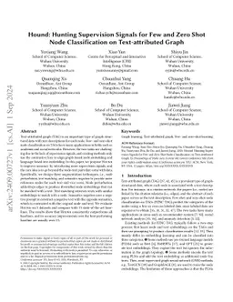 Hound: Hunting Supervision Signals for Few and Zero Shot Node
  Classification on Text-attributed Graph