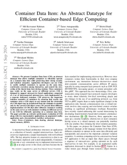Container Data Item: An Abstract Datatype for Efficient Container-based
  Edge Computing