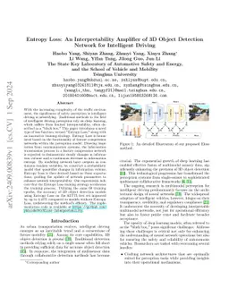 Entropy Loss: An Interpretability Amplifier of 3D Object Detection Network for Intelligent Driving