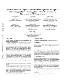 User-Driven Value Alignment: Understanding Users' Perceptions and
  Strategies for Addressing Biased and Discriminatory Statements in AI
  Companions