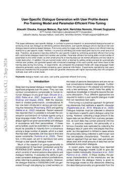 User-Specific Dialogue Generation with User Profile-Aware Pre-Training
  Model and Parameter-Efficient Fine-Tuning