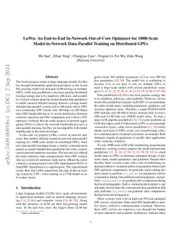 LuWu: An End-to-End In-Network Out-of-Core Optimizer for 100B-Scale
  Model-in-Network Data-Parallel Training on Distributed GPUs